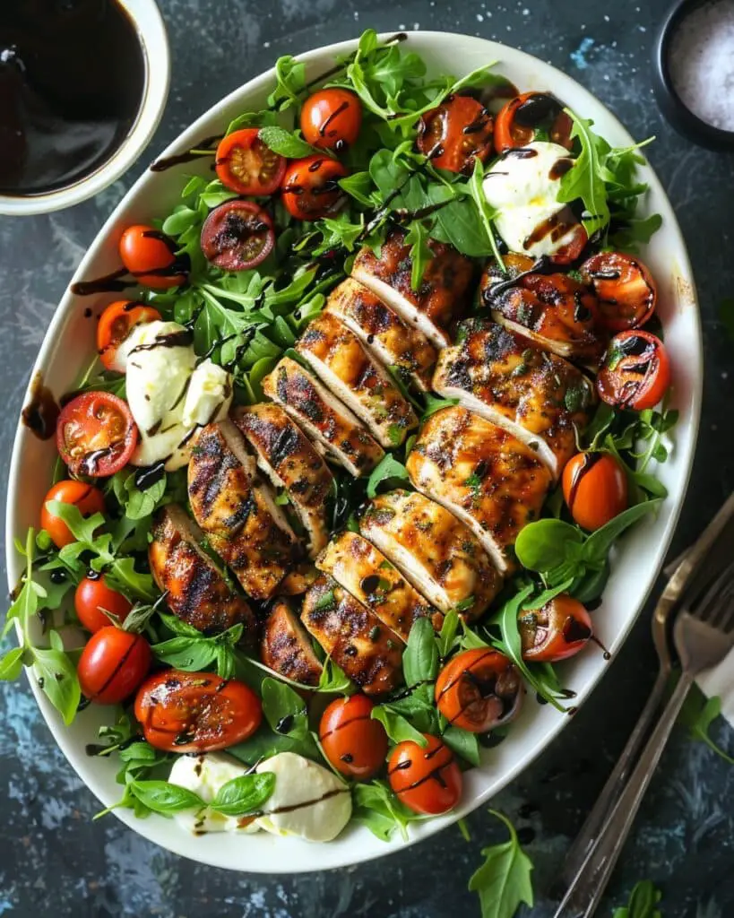 Baked Marinated Chicken Salad with Mozzarella and Balsamic Vinaigrette