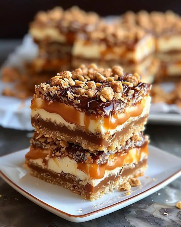 Indulgent Salted Caramel Cheesecake Crunch Bars