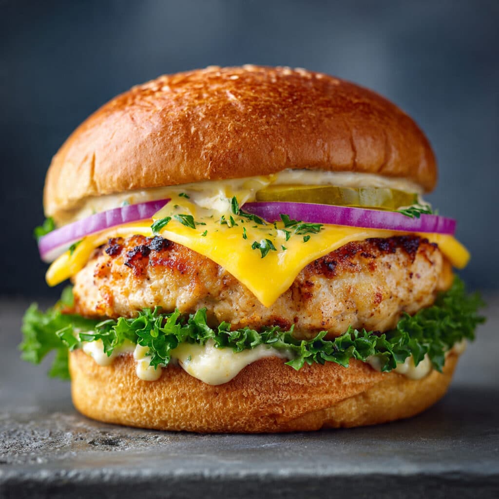 Cheddar Ranch Chicken Burgers