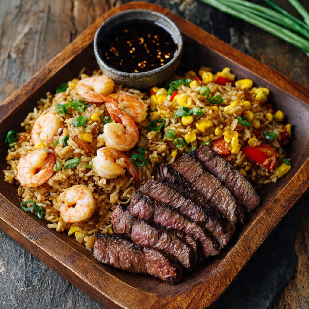 Easy Hibachi Steak and Shrimp Fried Rice