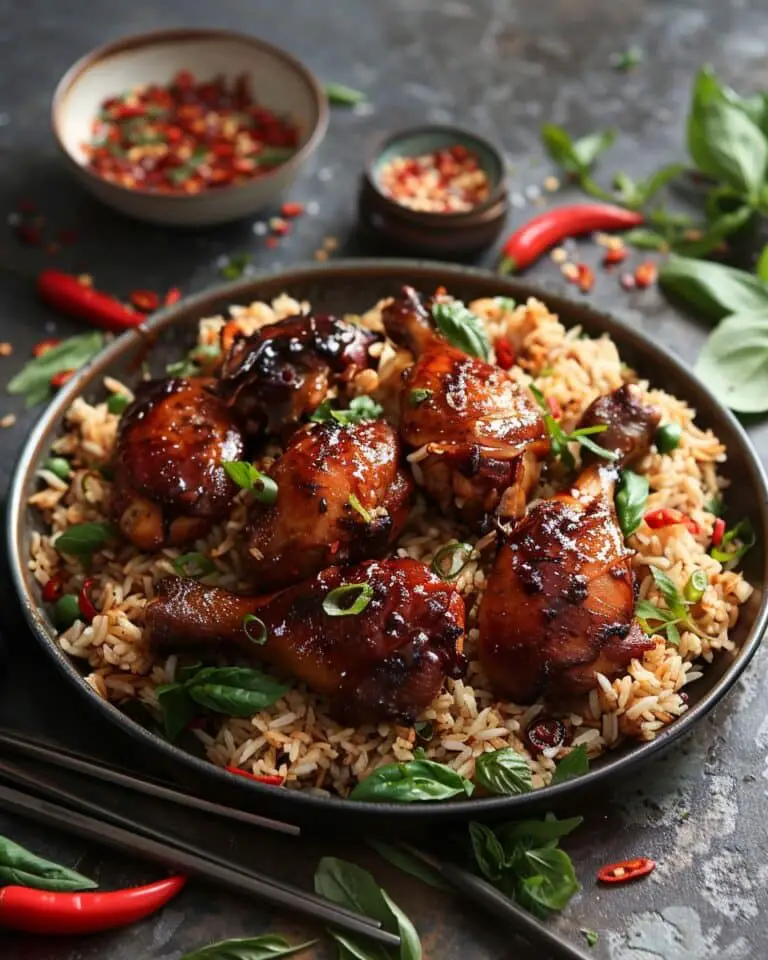 Easy Sticky Glazed Chicken with Homemade Fried Rice
