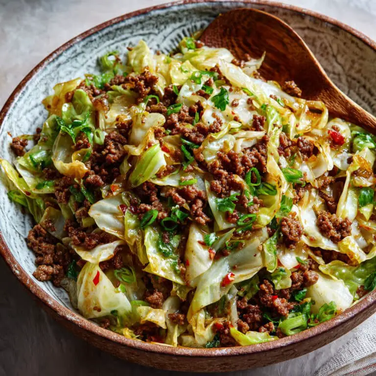 Low-Carb Mongolian Ground Beef and Cabbage