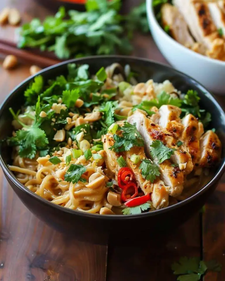 Thai Peanut Chicken Noodle Bowls with Fresh Herbs