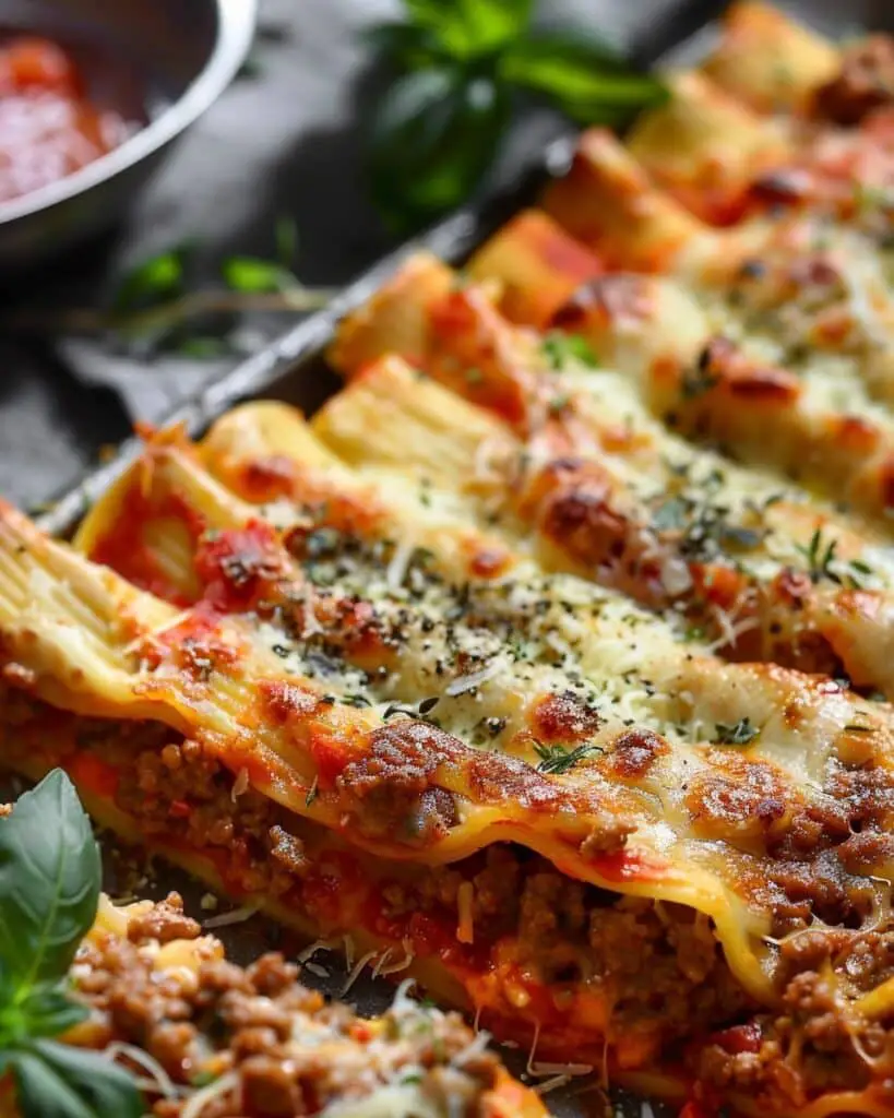 Beef & Cheese Stuffed Pasta Tubes