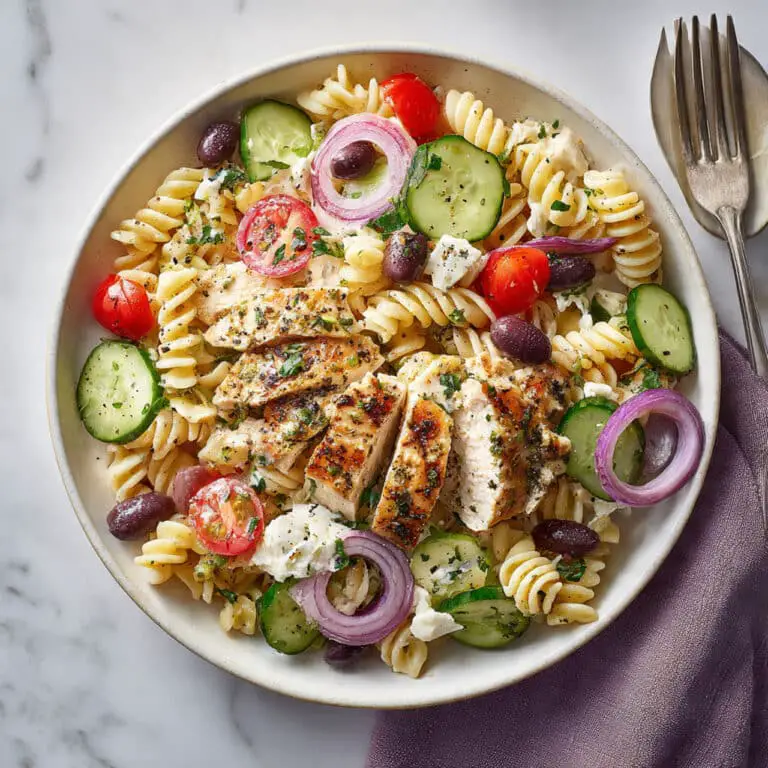 Healthy Greek-Inspired Chicken Pasta Salad