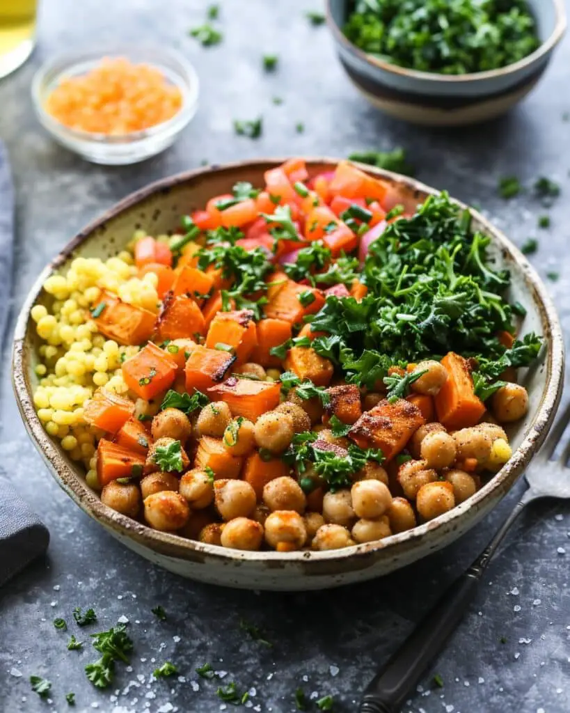 One-Pan Roasted Carrot and Chickpea Bowl
