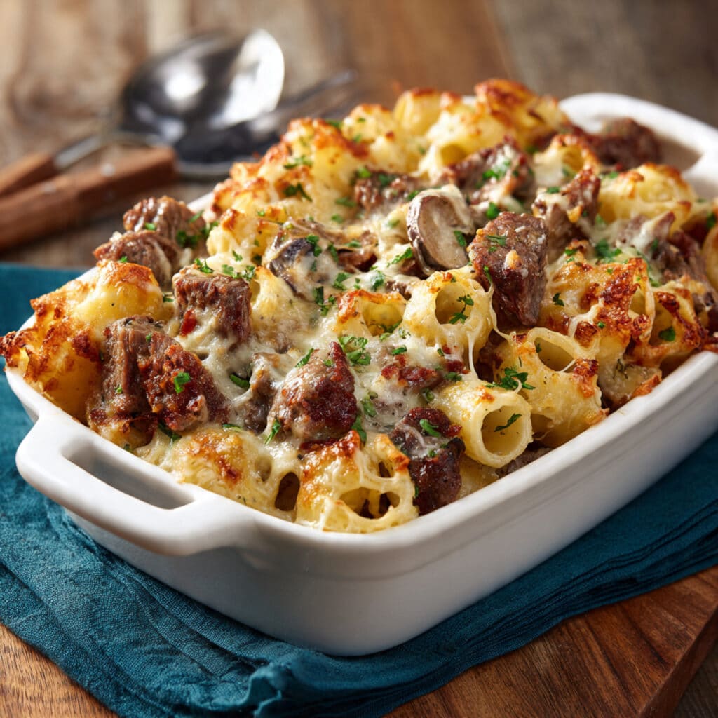 Steak & Truffle Gouda Pasta Bake