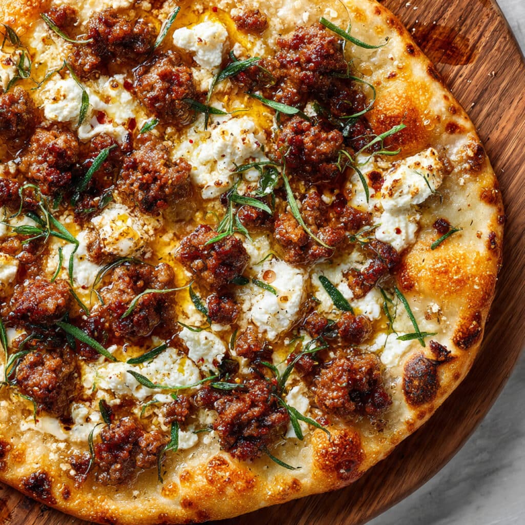 Sweet & Spicy Sausage Ricotta Honey Pizza