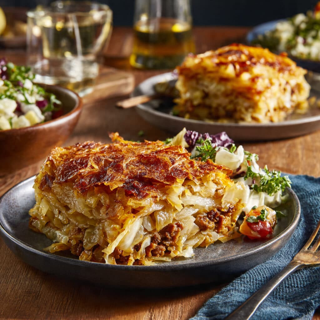 Easy Crispy Cabbage Burger Bake