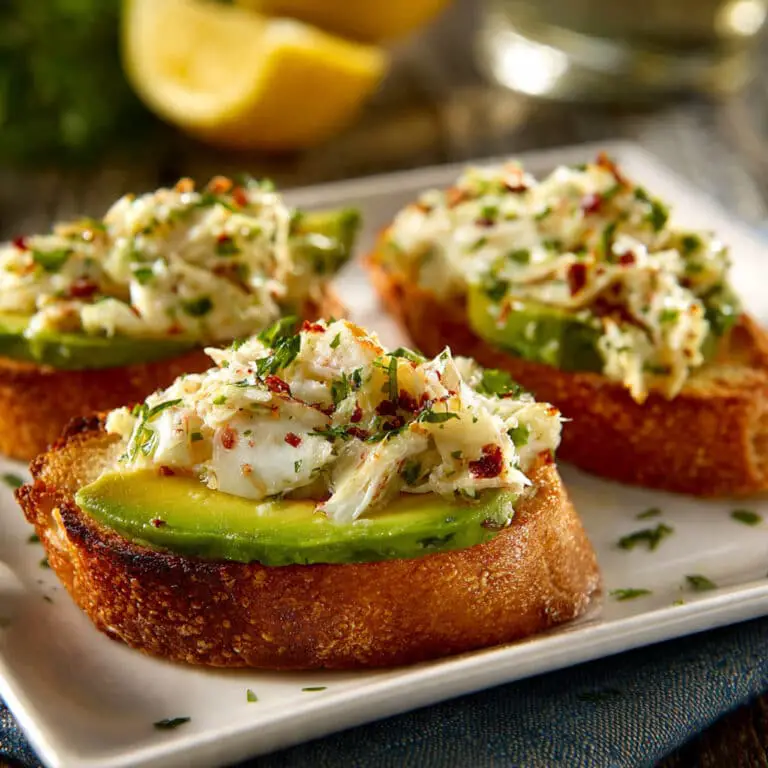 Spicy Crab and Avocado Crostini