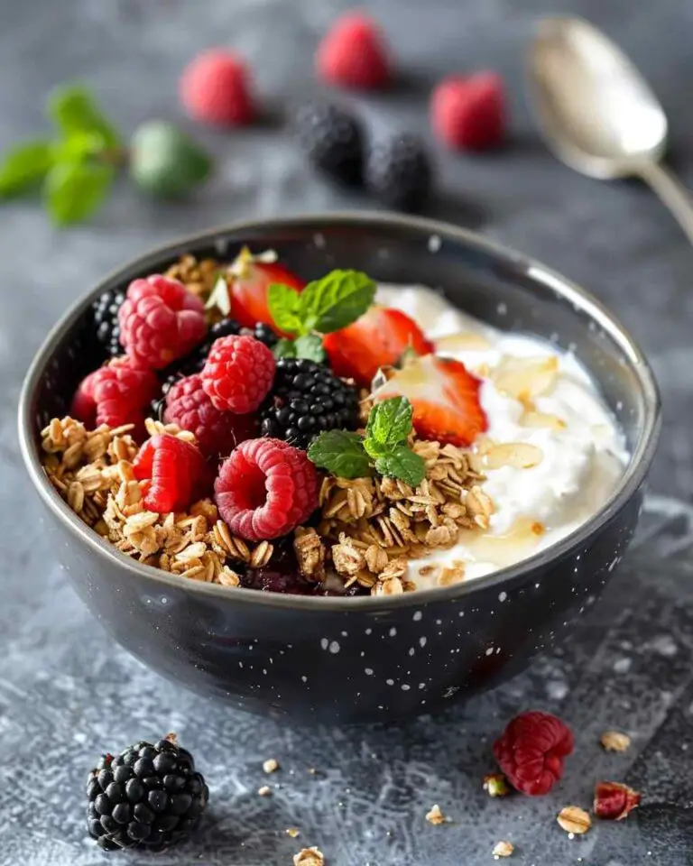 High Protein Greek Yogurt Honey Berry Bowl