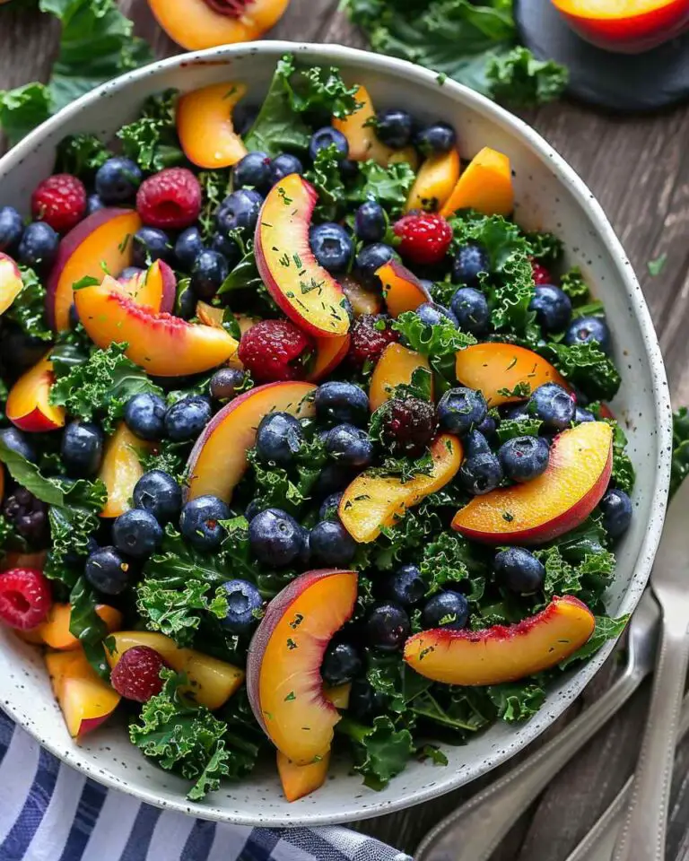 Summer Peach Blueberry Kale Salad
