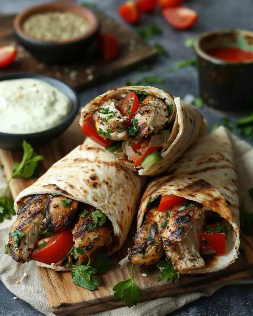 Chicken Shawarma Wraps with Tahini Sauce