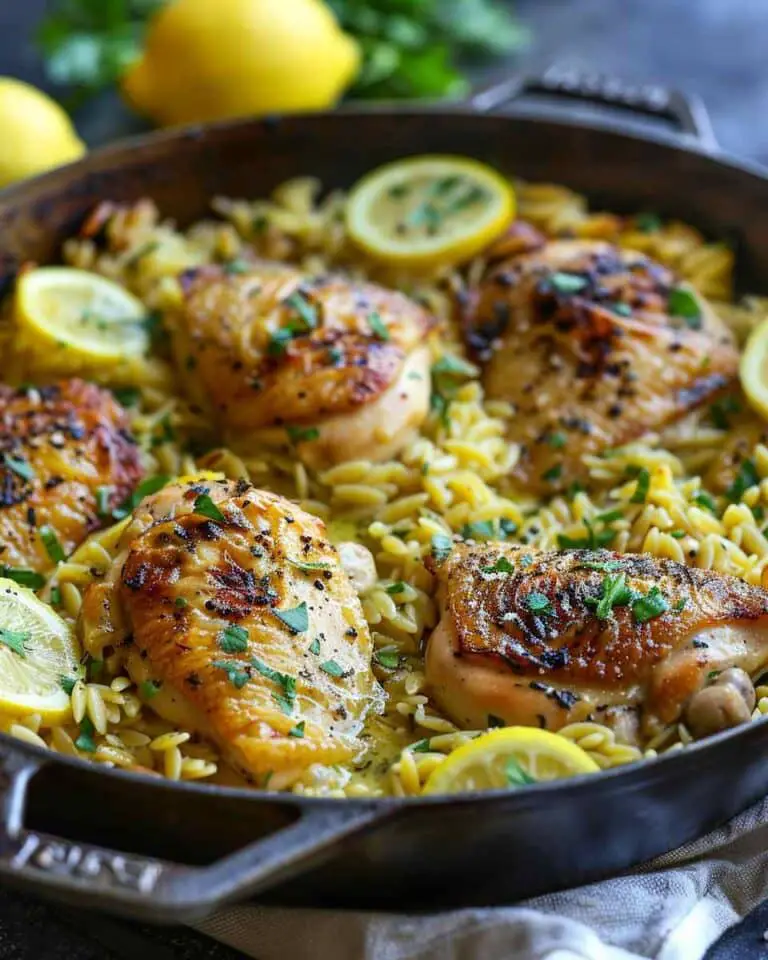 One Skillet Lemon Butter Chicken and Orzo
