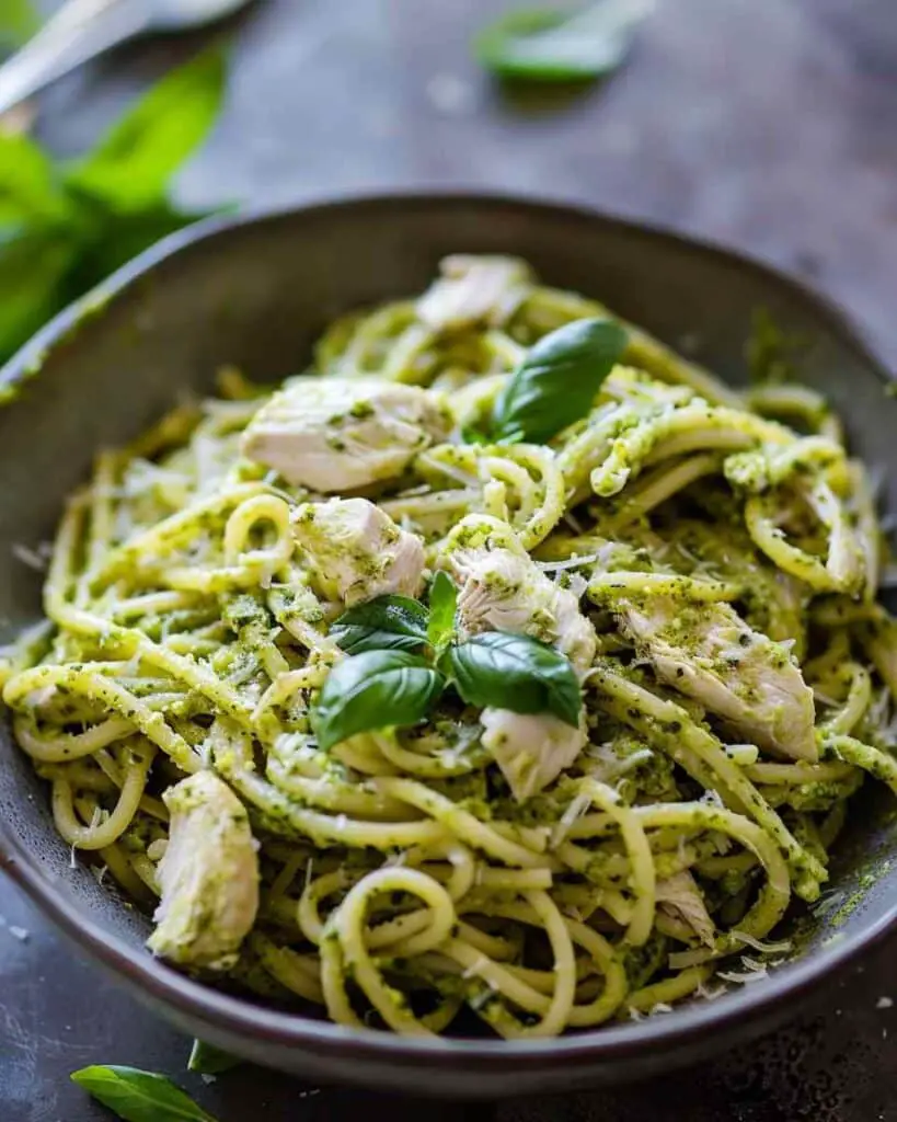 Light Pesto Pasta with Chicken