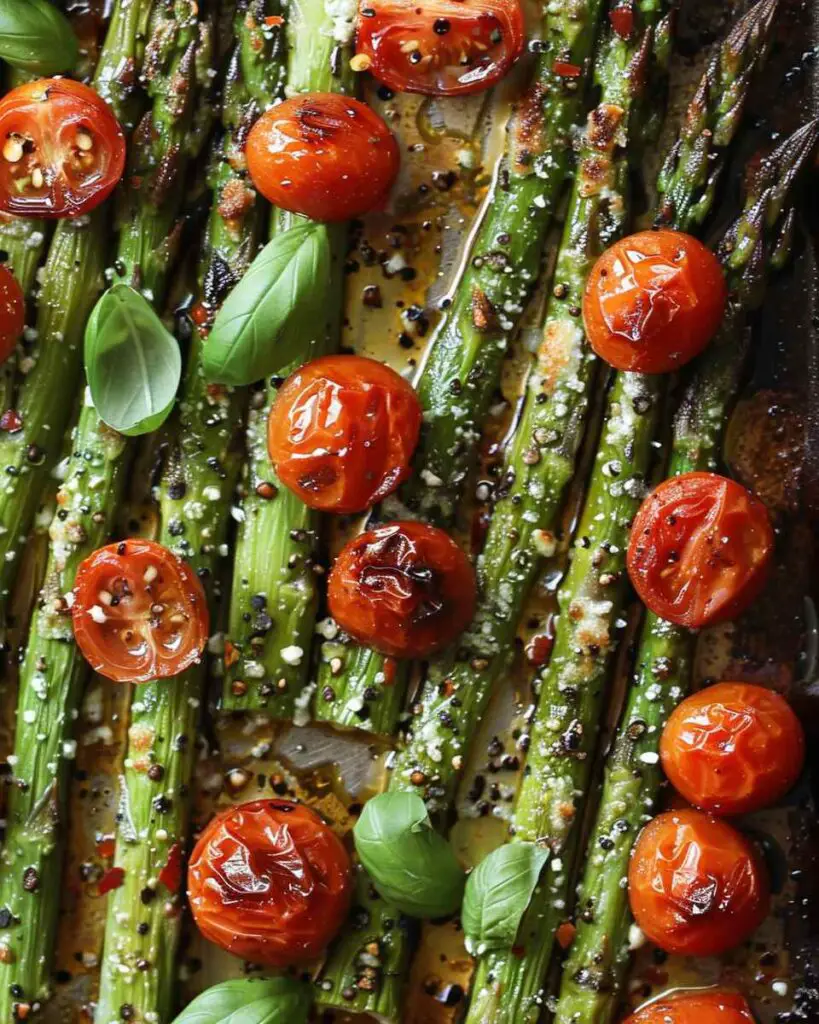 Parmesan Roasted Asparagus with Tomatoes & Balsamic