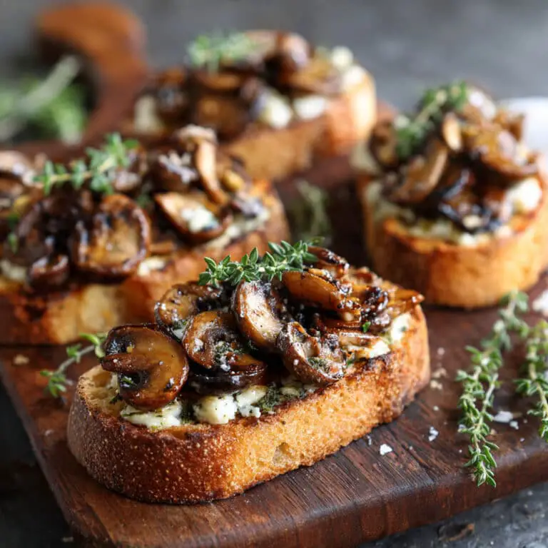 Caramelized Garlic Butter Toast with Pan Fried Mushrooms