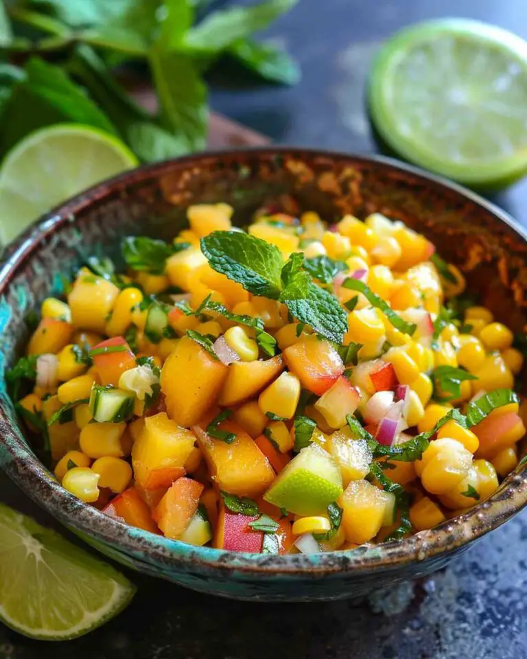 Fresh Corn Peach Salsa with Mint and Lime