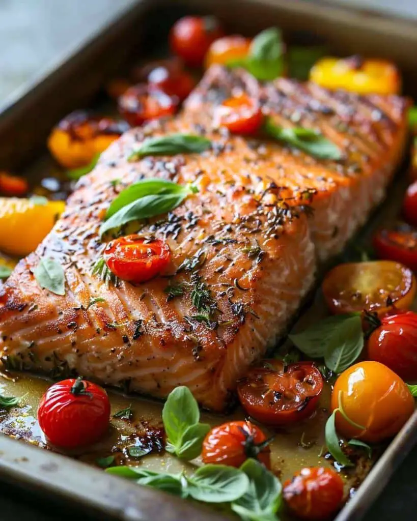Baked Salmon With Cherry Tomatoes & Bell Peppers