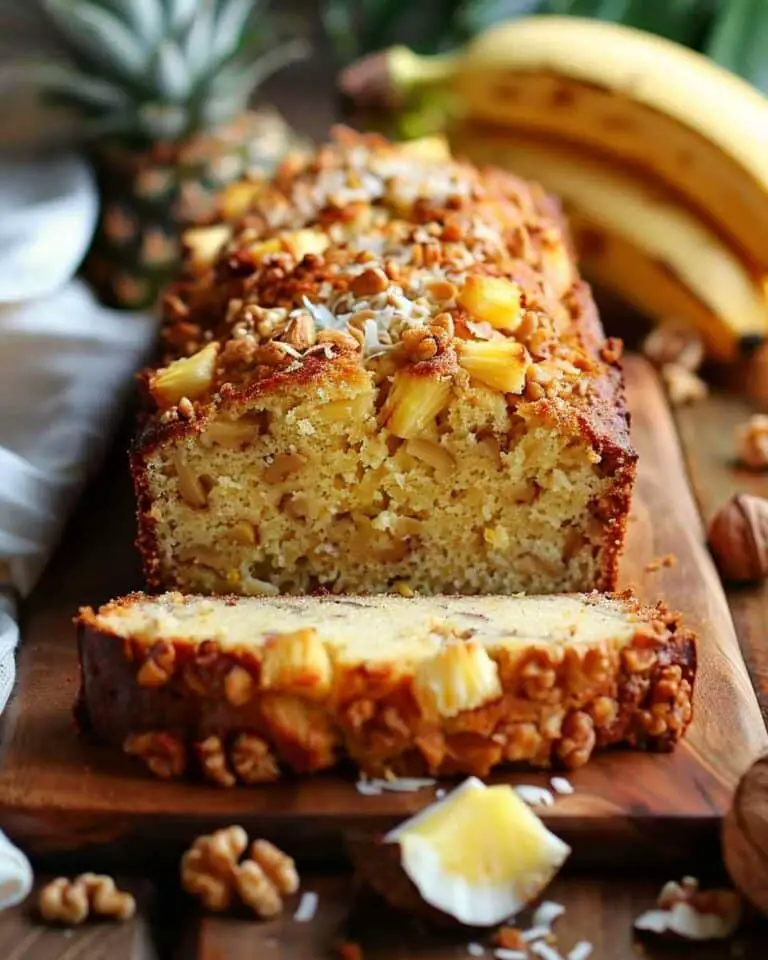 Tropical Banana Pineapple Bread with Coconut and Nuts