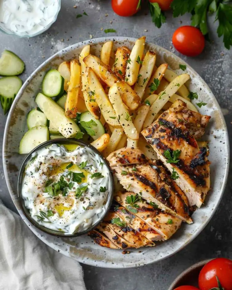 Greek Style Chicken Plate with Tzatziki & Fries