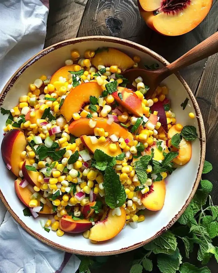 Fresh Peach & Corn Salad with Honey Lime Dressing