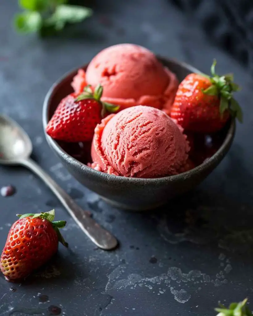 Easy 3 Ingredient Strawberry Sorbet