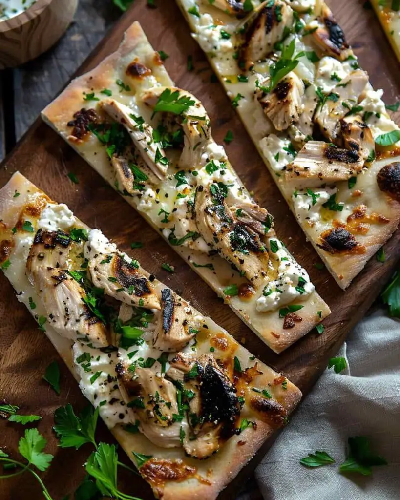 Roasted Garlic Ricotta Chicken Flatbread