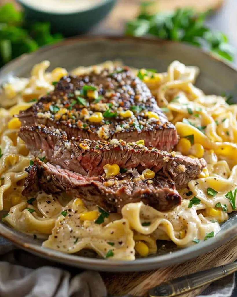 Creamy Parmesan Steak & Sweet Corn Bowtie