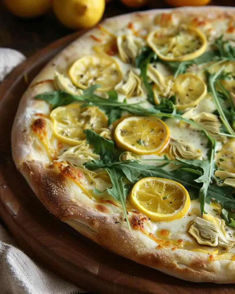 Lemon Artichoke Arugula Pizza