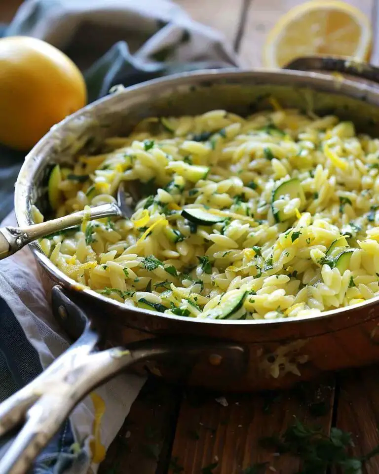 Creamy Lemon Butter Cheesy Zucchini Orzo