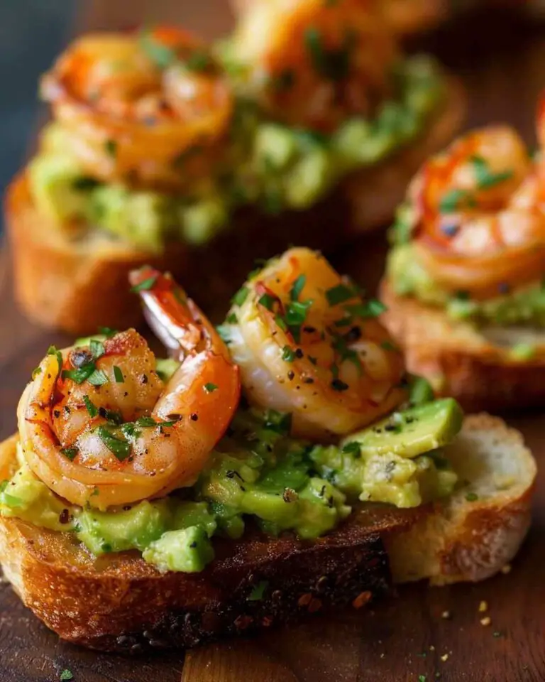 Garlic Shrimp Crostini with Avocado