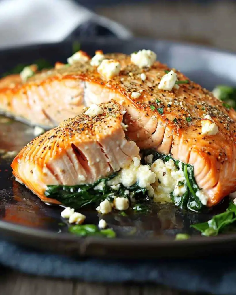 Stuffed Salmon With Spinach & Feta