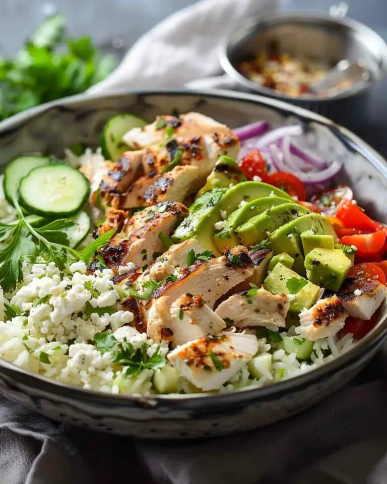 Greek Chicken Rice Bowl with Feta & Avocado