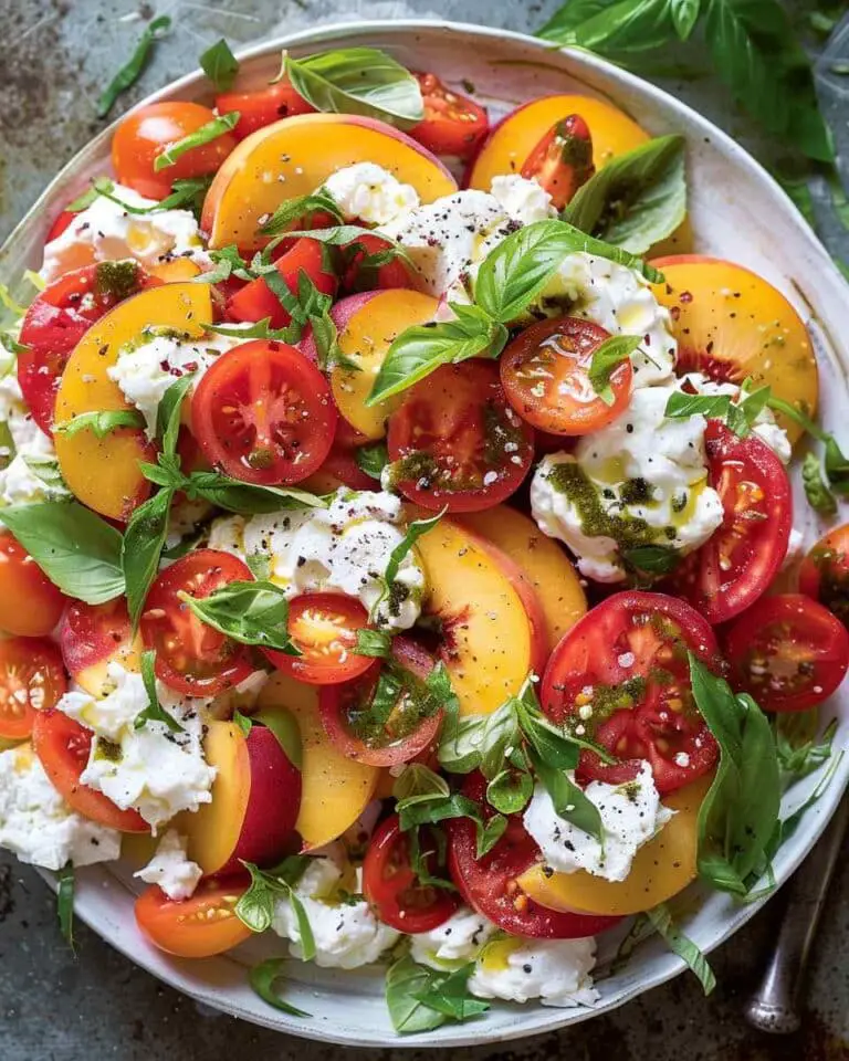 Tomato, Peach, and Burrata Salad