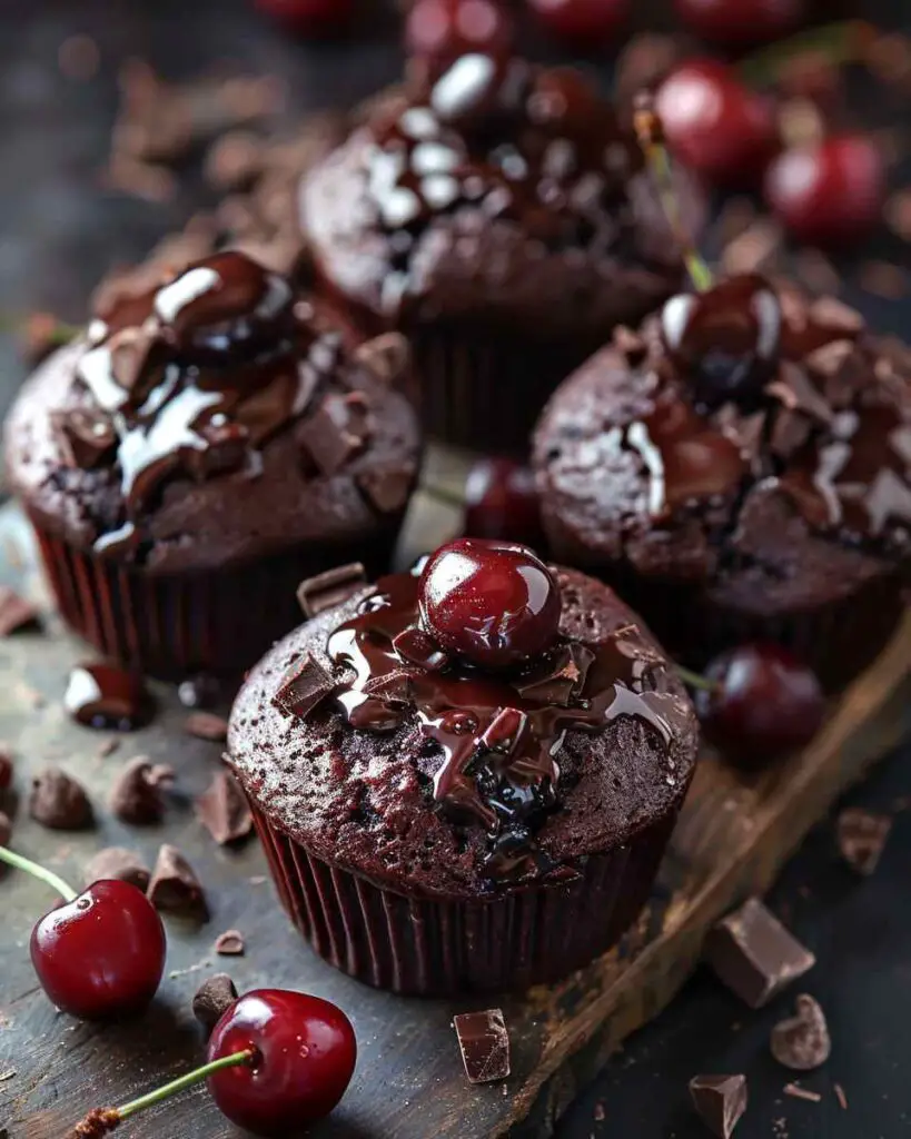 Dark Chocolate Cherry Lava Muffins