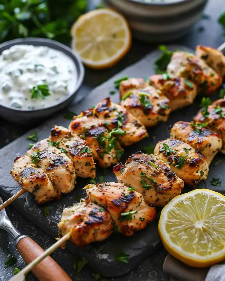 Greek Chicken Souvlaki with Tzatziki Sauce
