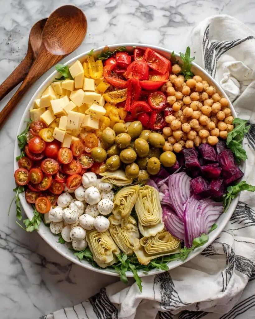Antipasto Salad with Artichokes, Olives, and Roasted Red Peppers Recipe