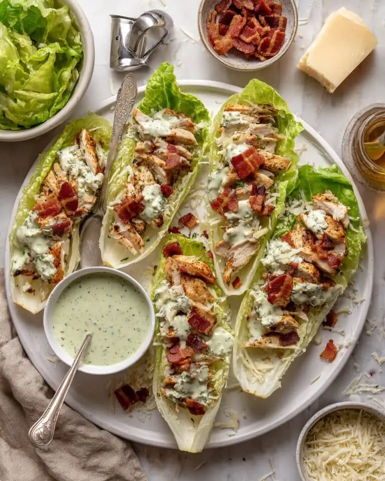 Lettuce & Chicken Wraps with Green Goddess Caesar Dressing Recipe