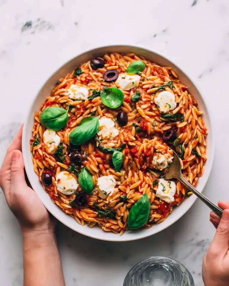 Creamy Goat Cheese & Roasted Red Pepper Risoni (Orzo) Recipe