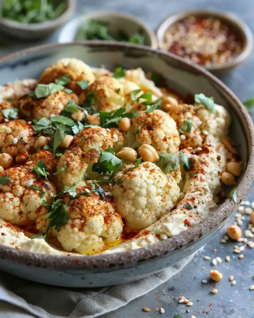 Crispy Baked Cauliflower with Hummus